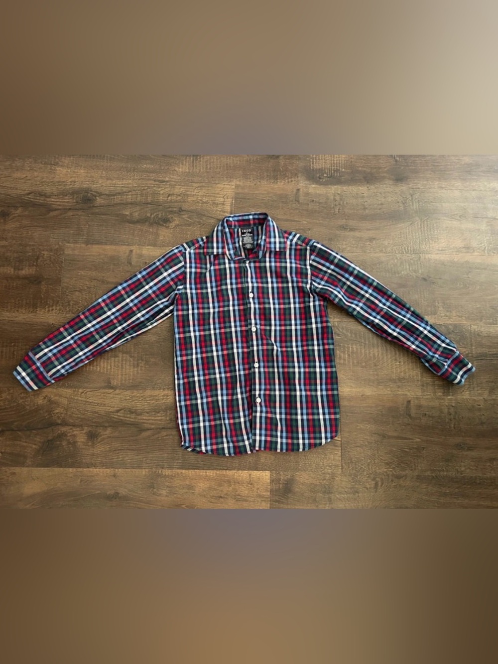 Izod Men's Red, Blue & White Plaid Button-Down Shirt